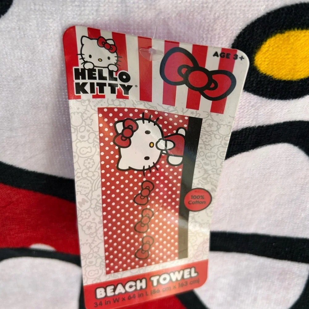 Hello Kitty Red and White Beach Towel